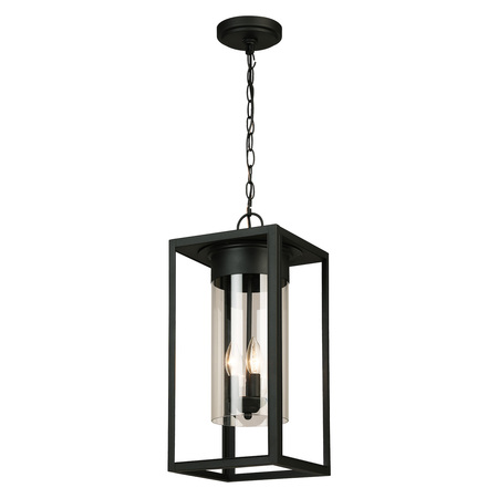 EGLO 3 Lights Outdoor Pendant W/ Matte Black Finish & Clear Glass 203669A